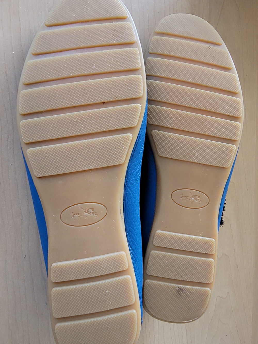 Coach Blue Leather Moccasin Loafers with Gold Hardware - Picture 6 of 8